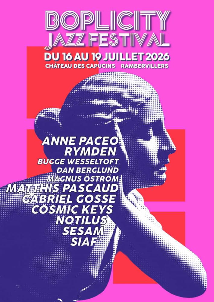 Affiche du BOPLICITY Jazz Festival 2026, présentant des artistes et des informations sur le festival.